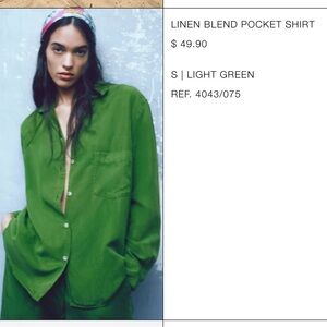 BNWT ZARA green long sleeve blouse